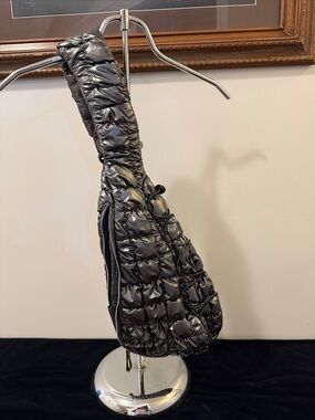 Urban Outfitters Metallic Grey Quilted Puff Crossbody Sling bag